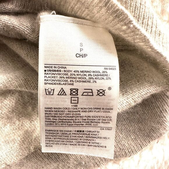 Banana Republic Women’s Small Merino Wool Cashmere Sweater Gray V-Neck Button Up - Picture 7 of 10